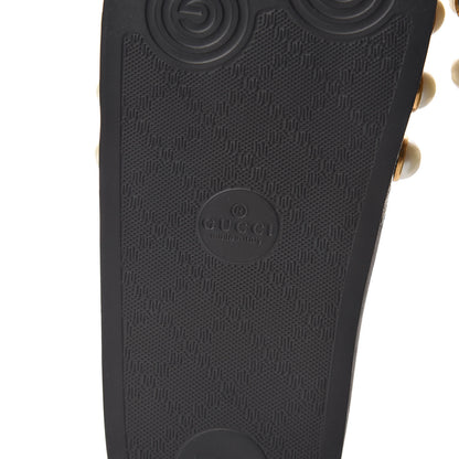 Gucci GG Supreme Monogram Pearls Slide Sandals 34 Beige 6 of 8