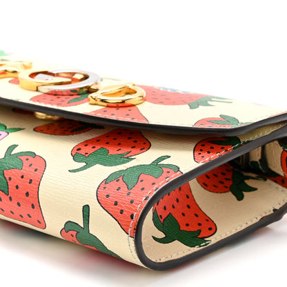 Gucci Calfskin Strawberry Print Mini Zumi Shoulder Bag Ivory Red 10 of 10