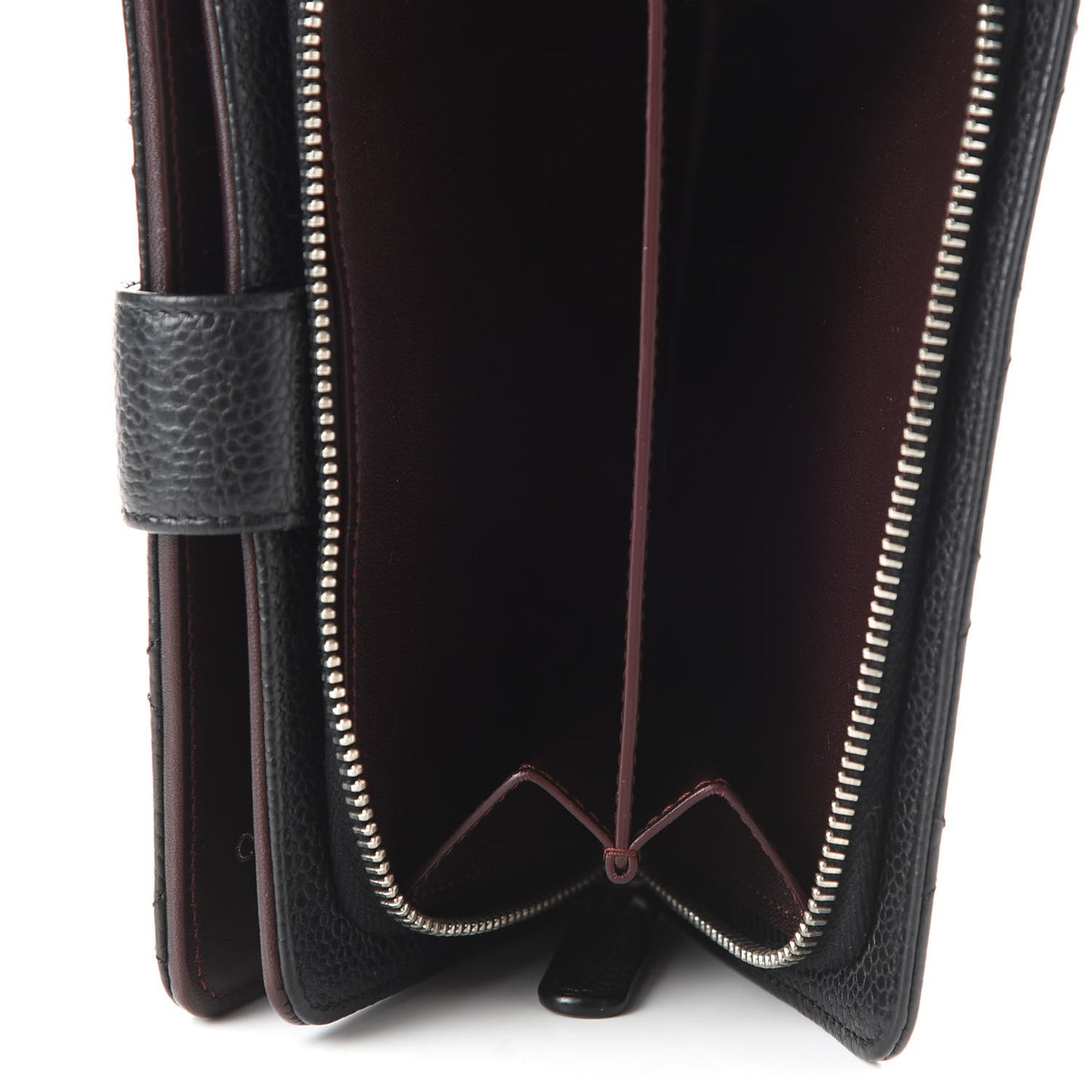 Caviar Quilted Zipped Pocket Wallet Black