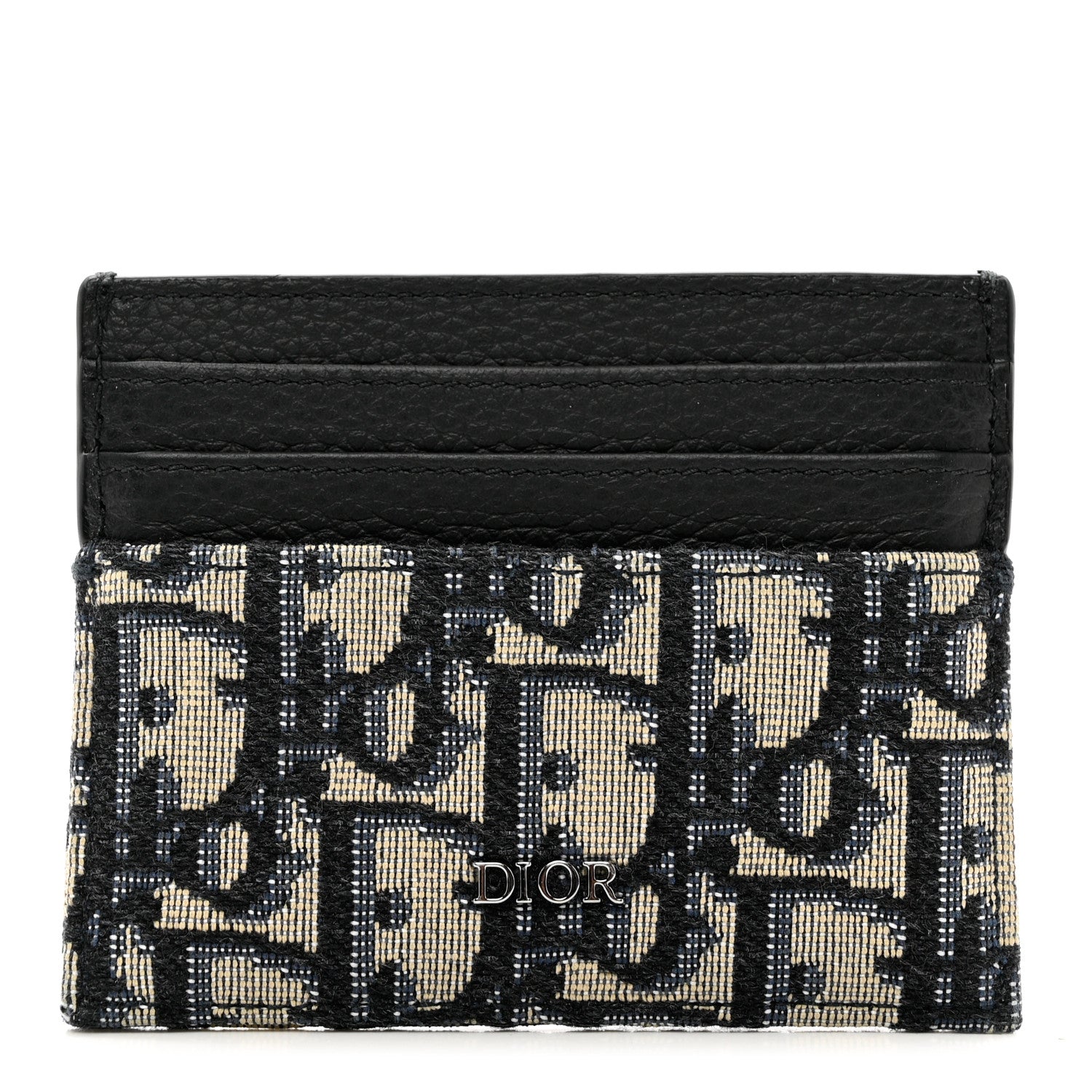Christian Dior Grained Calfskin Oblique Card Holder Black 1 of 8