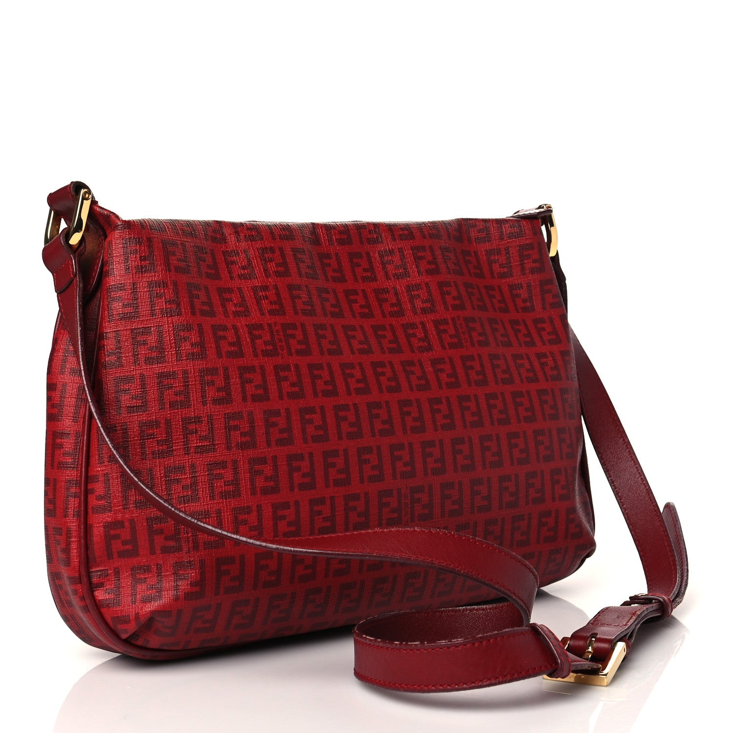Fendi Zucchino Spalmati Vitello Messenger Bag Bordeaux Rubino 3 of 11