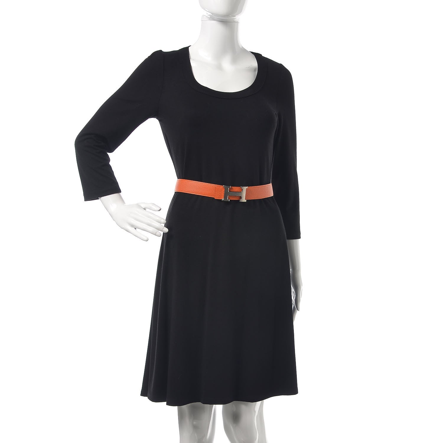 Hermes Box Togo 32mm H Belt 90 Black Orange 2 of 6