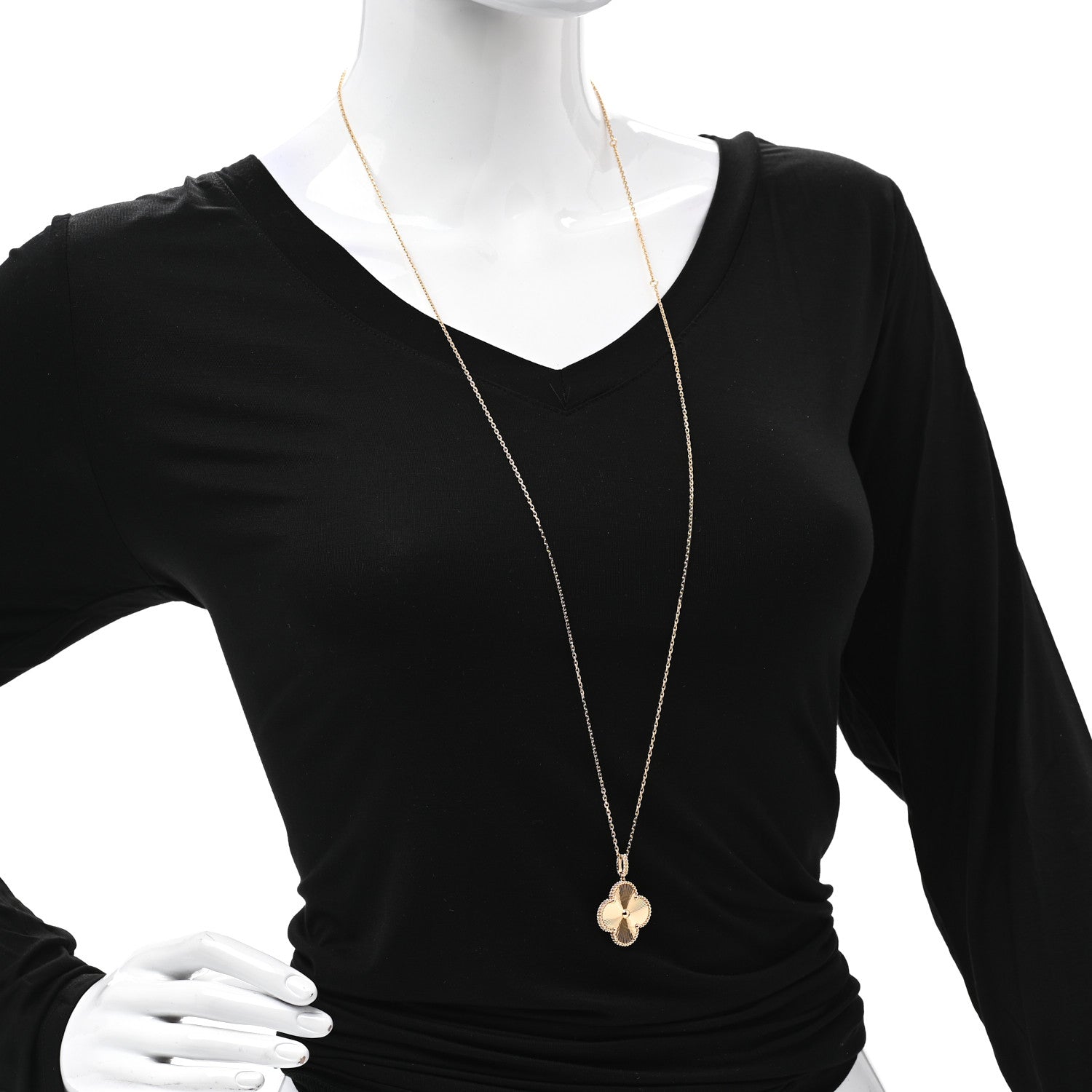 Van Cleef & Arpels 18K Yellow Gold Guilloche Magic Alhambra Long Necklace 2 of 6