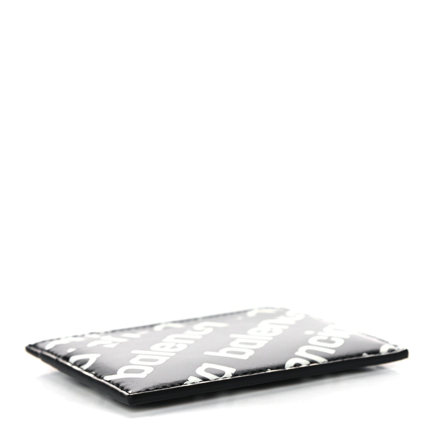 Calfskin Logo Print Cash Card Holder Black