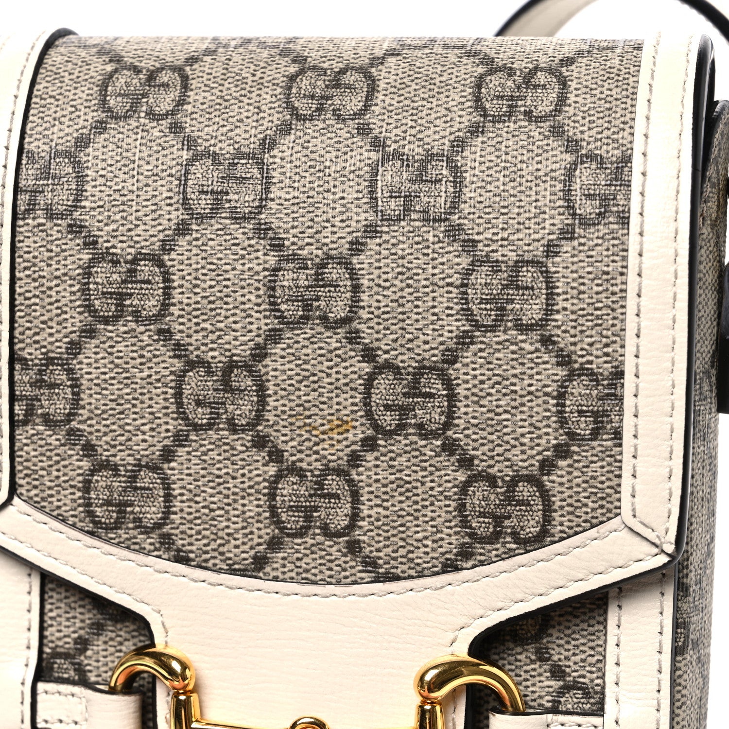 Gucci GG Supreme Monogram Azalea Calfskin Mini Horsebit 1955 Crossbody Bag Beige Ebony Mystic White 11 of 11