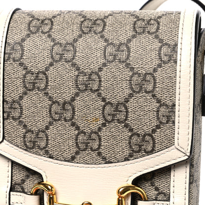 Gucci GG Supreme Monogram Azalea Calfskin Mini Horsebit 1955 Crossbody Bag Beige Ebony Mystic White 11 of 11