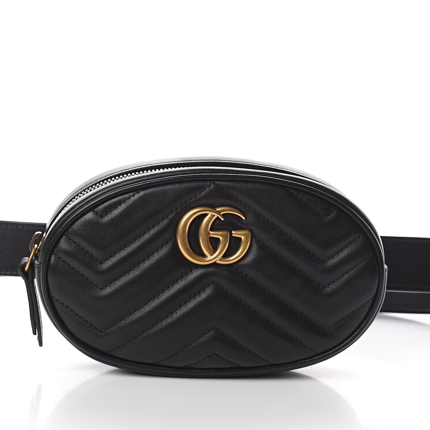Gucci Calfskin Matelasse GG Marmont Belt Bag 85 34 Black 6 of 8
