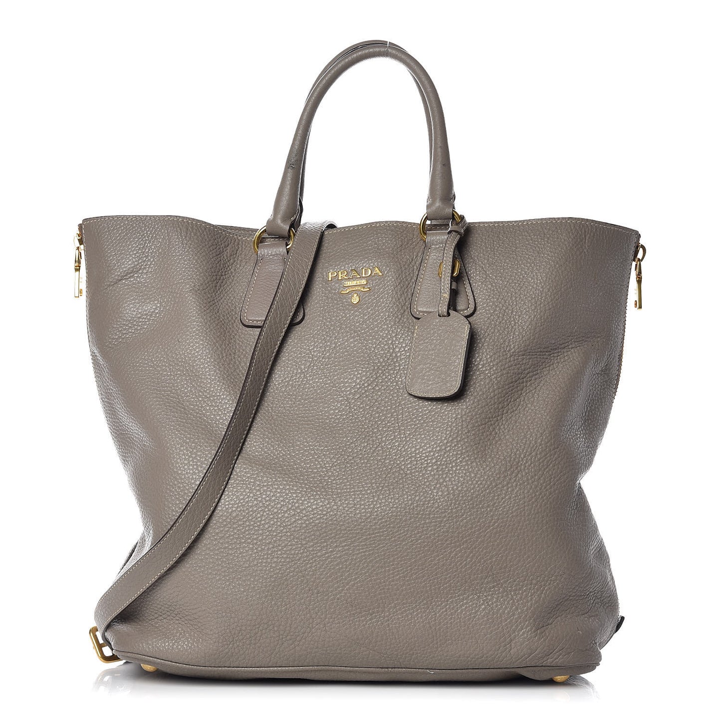 Vitello Daino Side Zip Tote Argilla