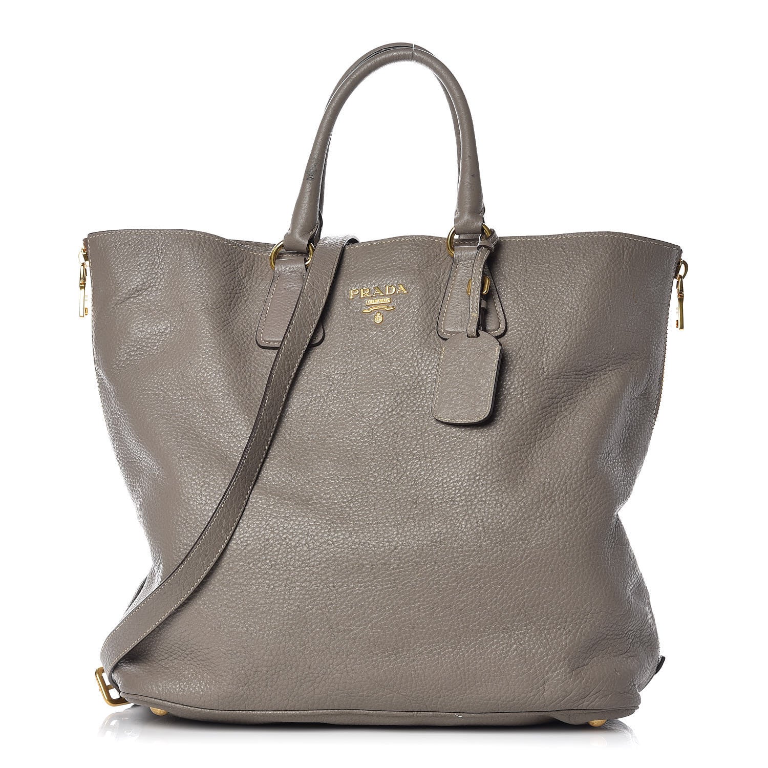 Prada Vitello Daino Side Zip Tote Argilla 1 of 16