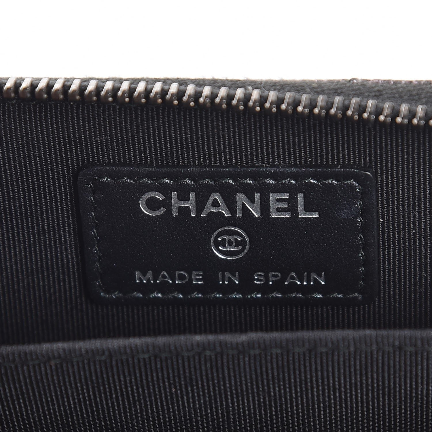 Chanel Iridescent Caviar Chevron Quilted Zip Around Coin Purse Black 6 of 8