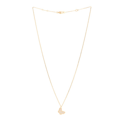 Van Cleef & Arpels 18K Yellow Gold Mother of Pearl Sweet Alhambra Butterfly Pendant Necklace 3 of 5