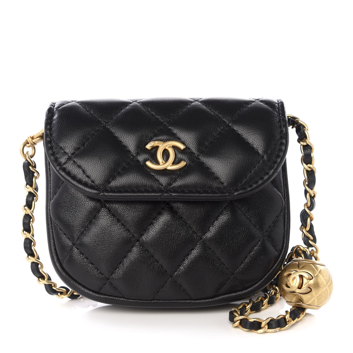 Chanel Lambskin Quilted Pearl Crush Waist Bag Black 1 of 10