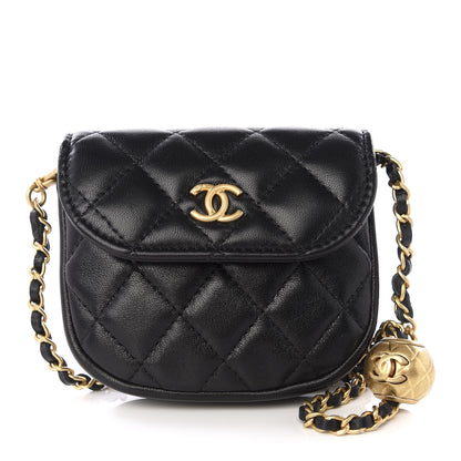 Chanel Lambskin Quilted Pearl Crush Waist Bag Black 1 of 10