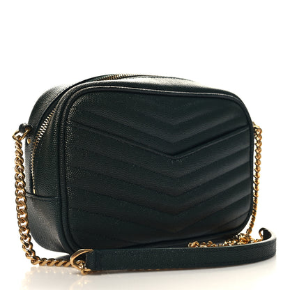 Saint Laurent Grain De Poudre Matelasse Monogram Mini Lou Camera Bag New Vert Fonce 3 of 11