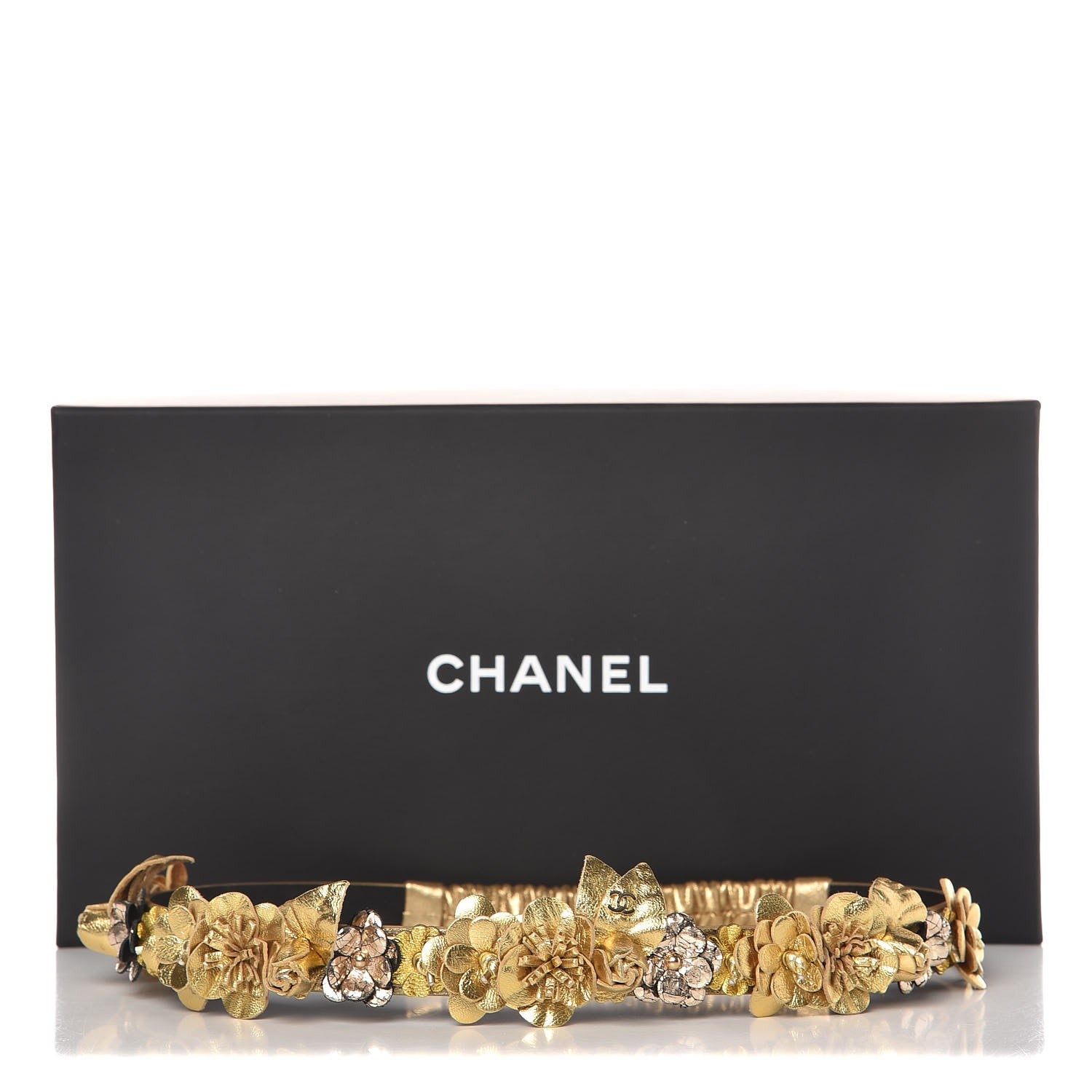 Chanel Metallic Calfskin Floral Headband Gold 6 of 6