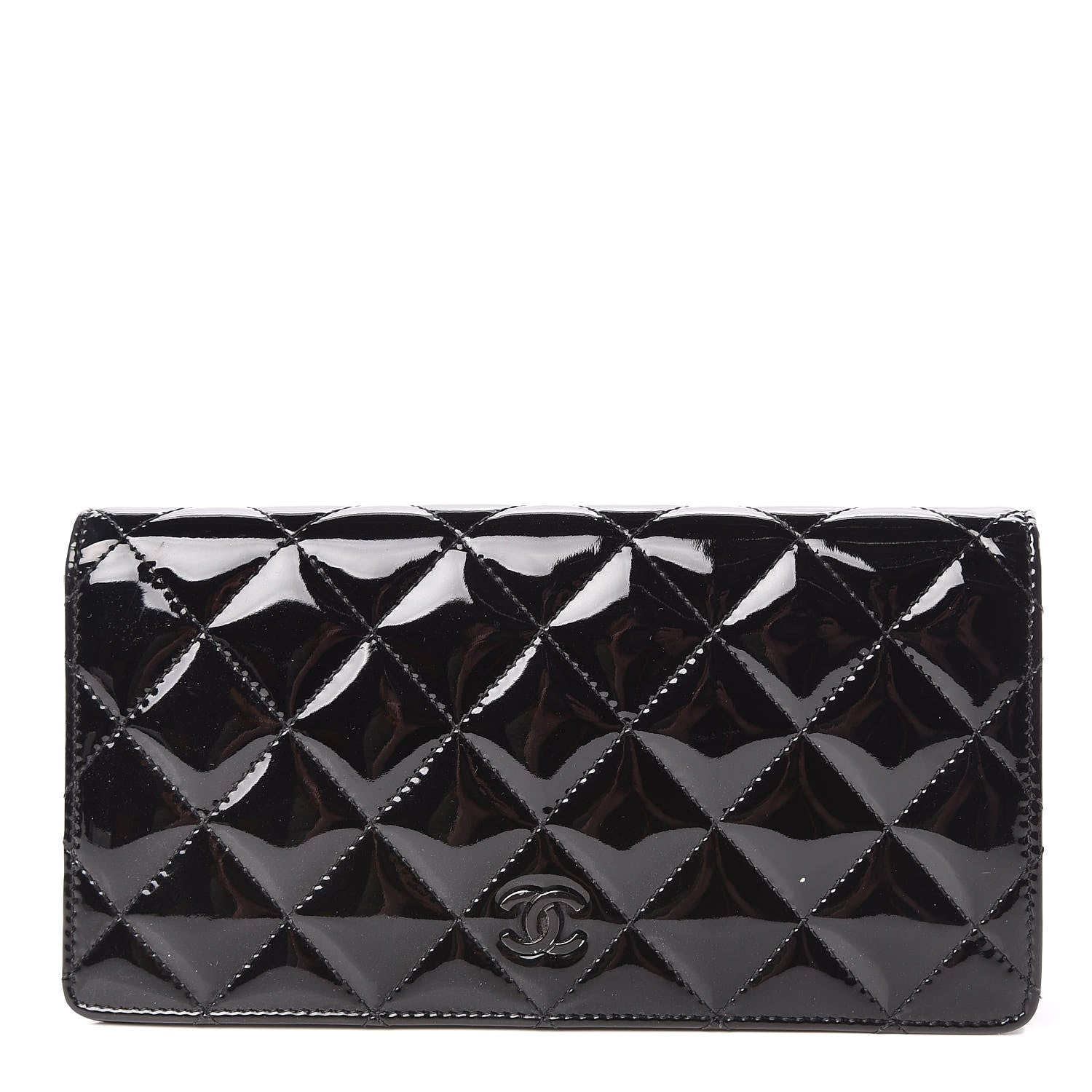 Chanel Patent Quilted Yen Wallet Black 1 of 16