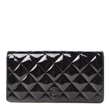 Chanel Patent Quilted Yen Wallet Black 1 of 16