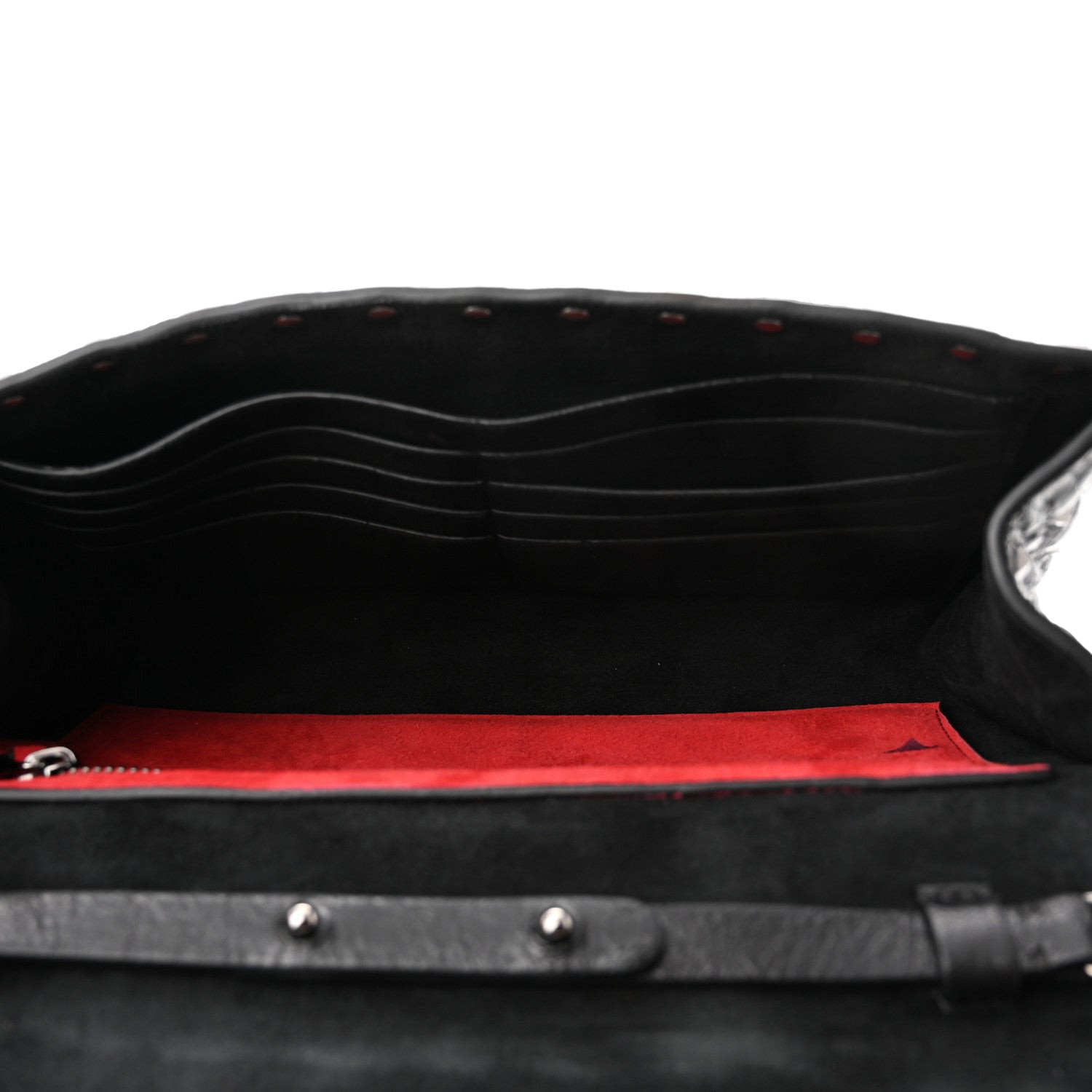 Valentino Garavani Craquele Nappa Rockstud Spike Wallet on Chain Black 5 of 10