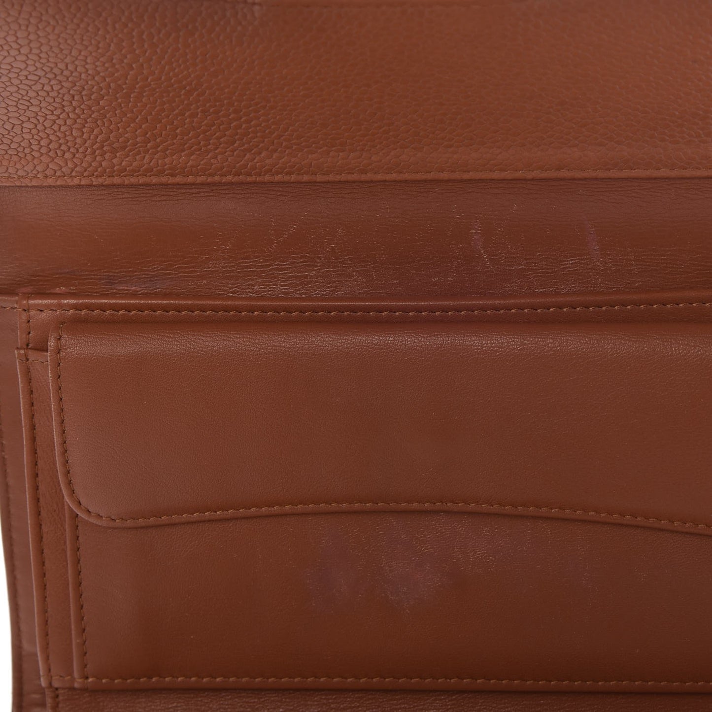 Caviar Quilted Large Flap Wallet Brown