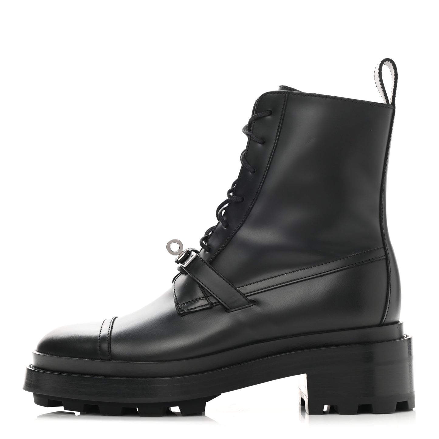 Glossed Calfskin Funk Ankle Boots 36 Black