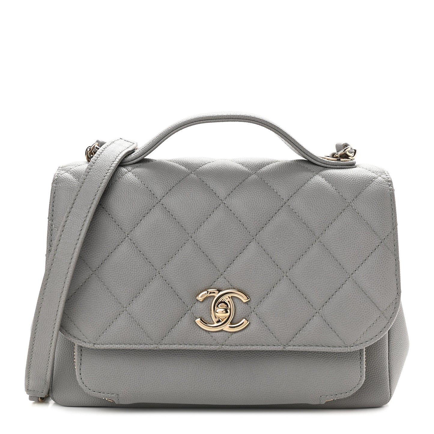 Caviar Quilted Medium Business Affinity Flap Grey