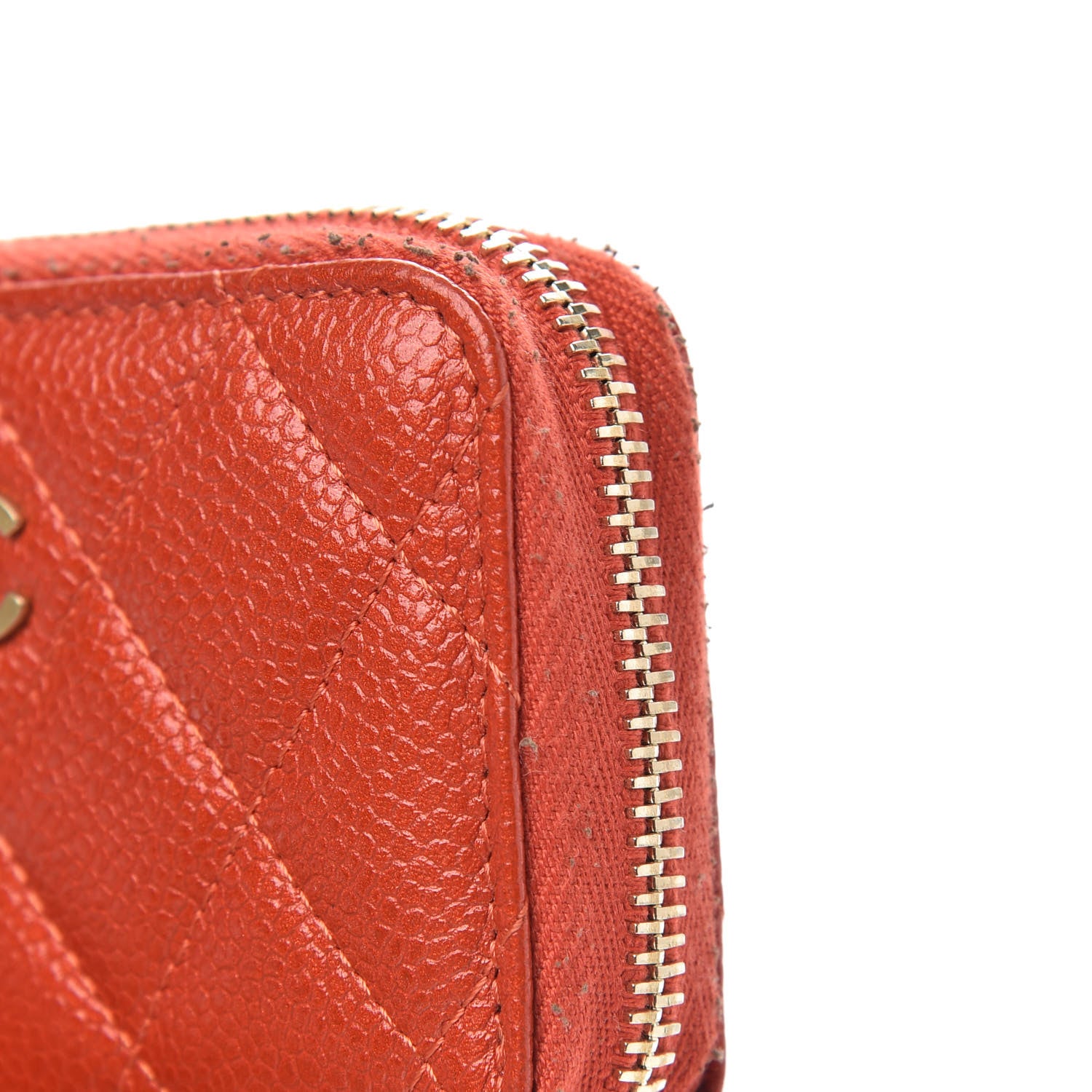 Chanel Pearly Caviar Quilted Zip Coin Purse Orange 8 of 10