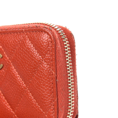 Chanel Pearly Caviar Quilted Zip Coin Purse Orange 8 of 10