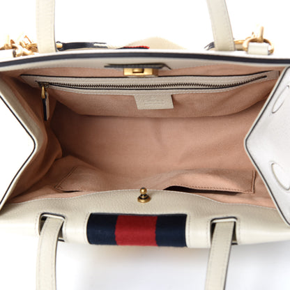 Gucci Grained Calfskin Web Stripe Butterfly Medium Totem Top Handle Bag White 7 of 9