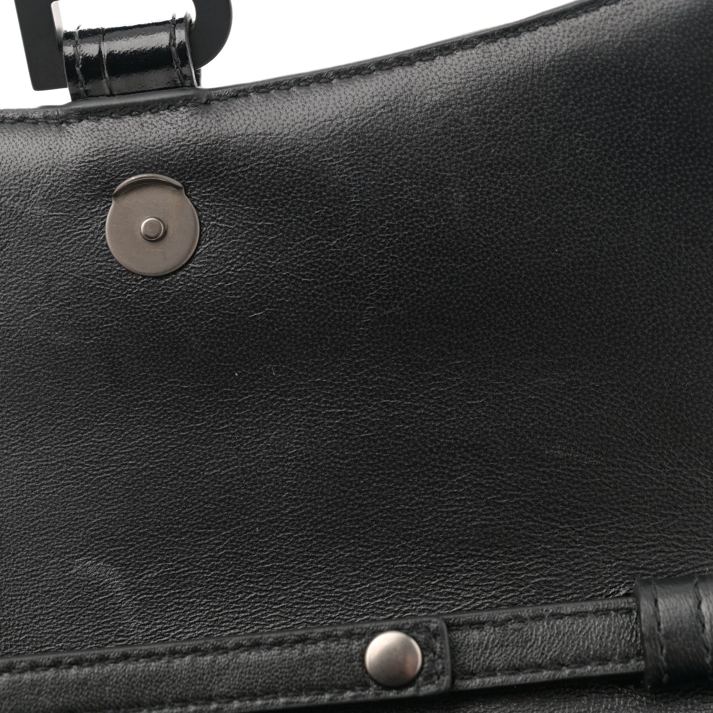 Shiny Calfskin Monochrome Crocodile Embossed Hourglass Chain Bag Black