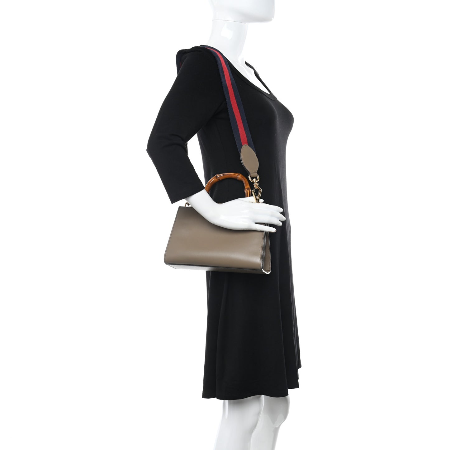 Nappa Bamboo Web Mini Nymphaea Top Handle Bag Brown
