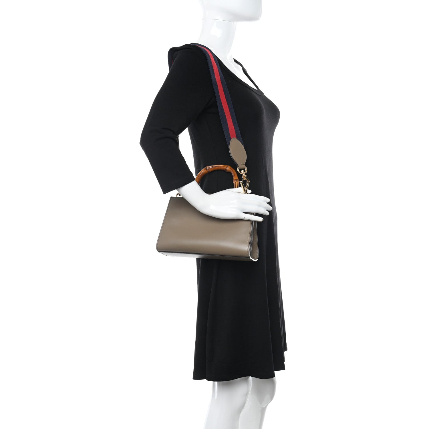 Gucci Nappa Bamboo Web Mini Nymphaea Top Handle Bag Brown 2 of 13