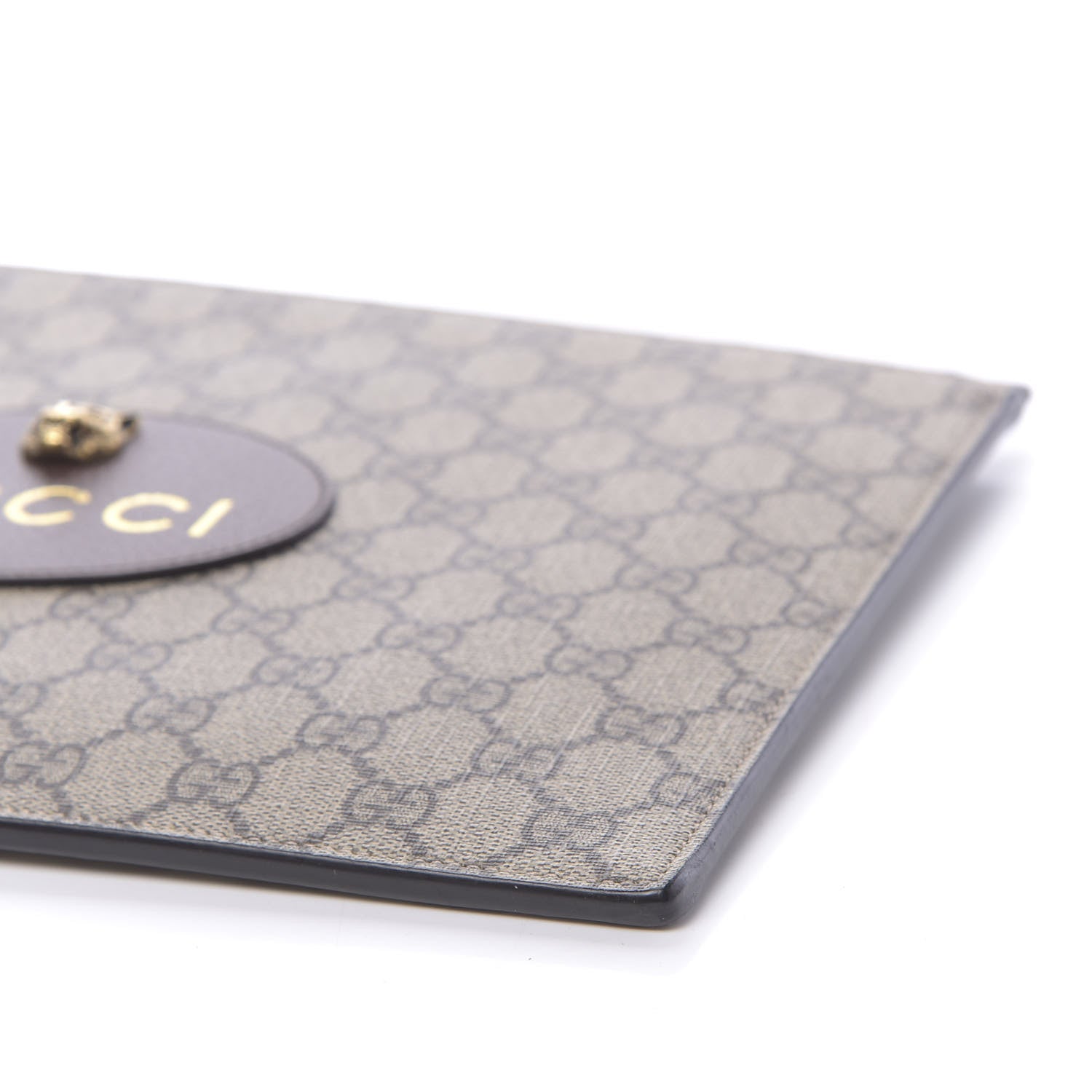 Gucci GG Supreme Monogram Neo Vintage Zip Wristlet Pouch Beige New Acero Crop 15 of 17
