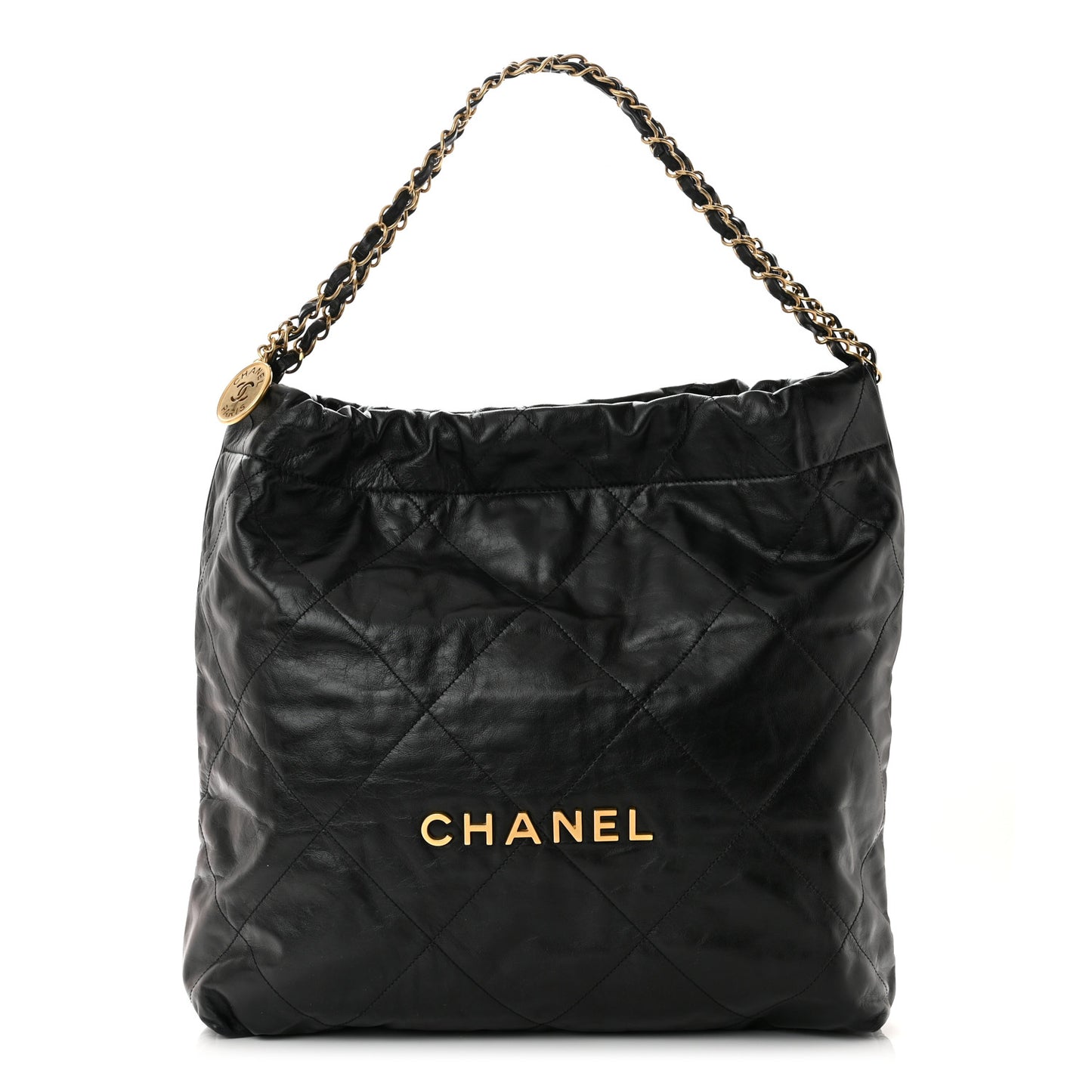 Shiny Calfskin Quilted Chanel 22 Black