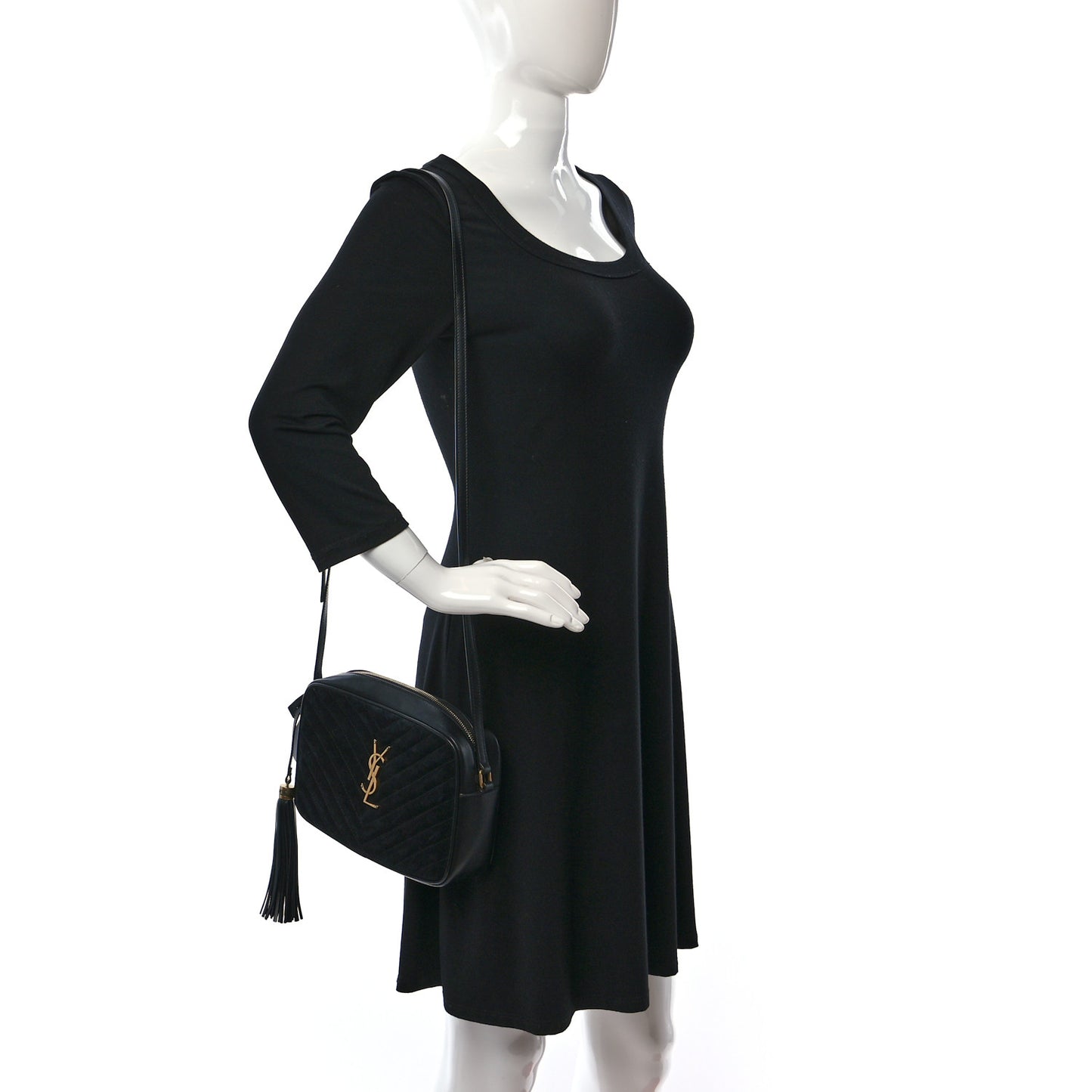 Suede Calfskin Monogram Lou Camera Bag Black