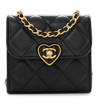 Chanel Lambskin Plexiglass Quilted Coco Love Clutch With Chain Black 1 of 14