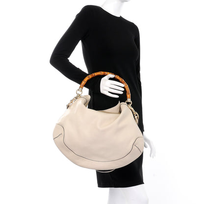 Gucci Calfskin Peggy Bamboo Top Handle Hobo Ivory 2 of 8