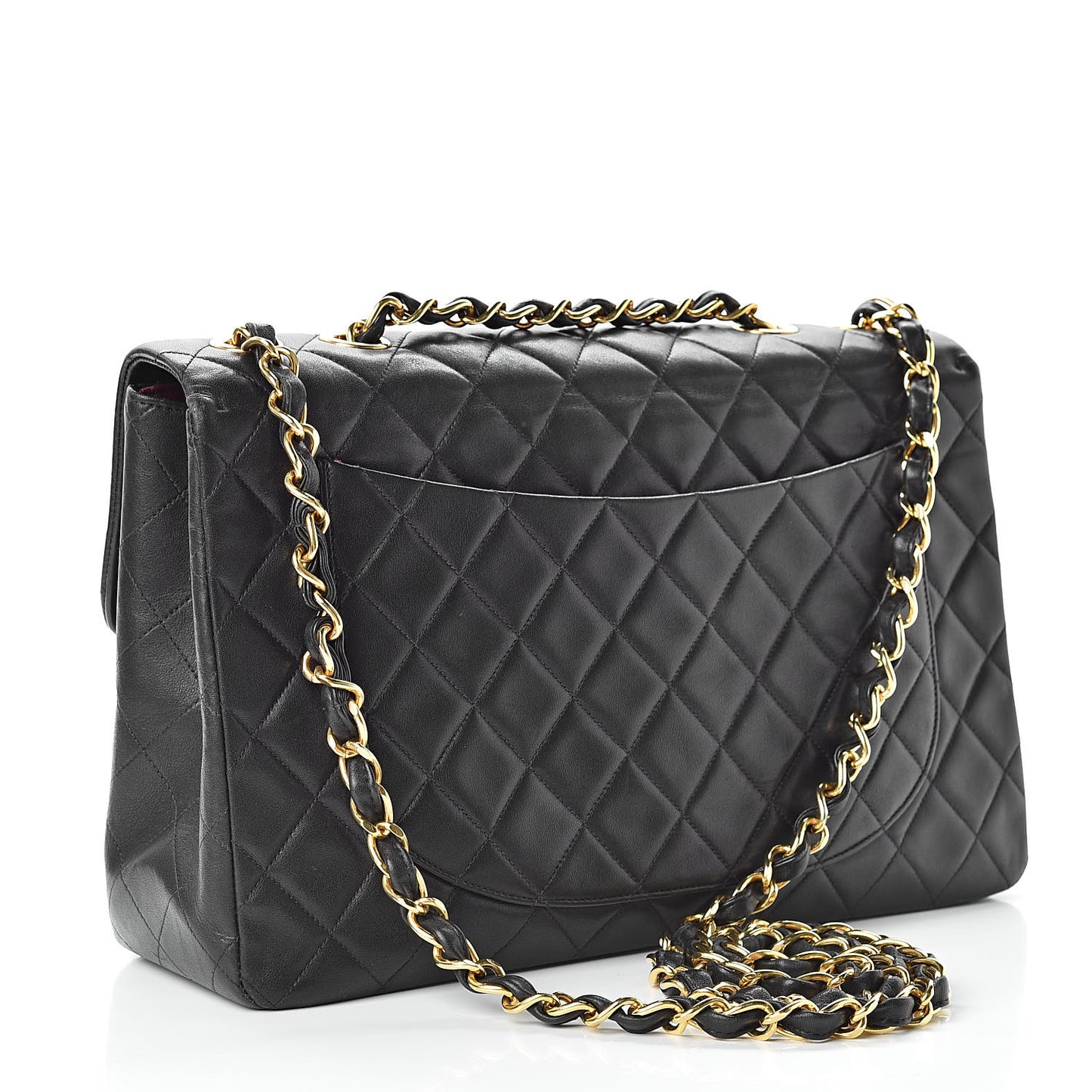 Lambskin Quilted XL Jumbo Single Flap Black