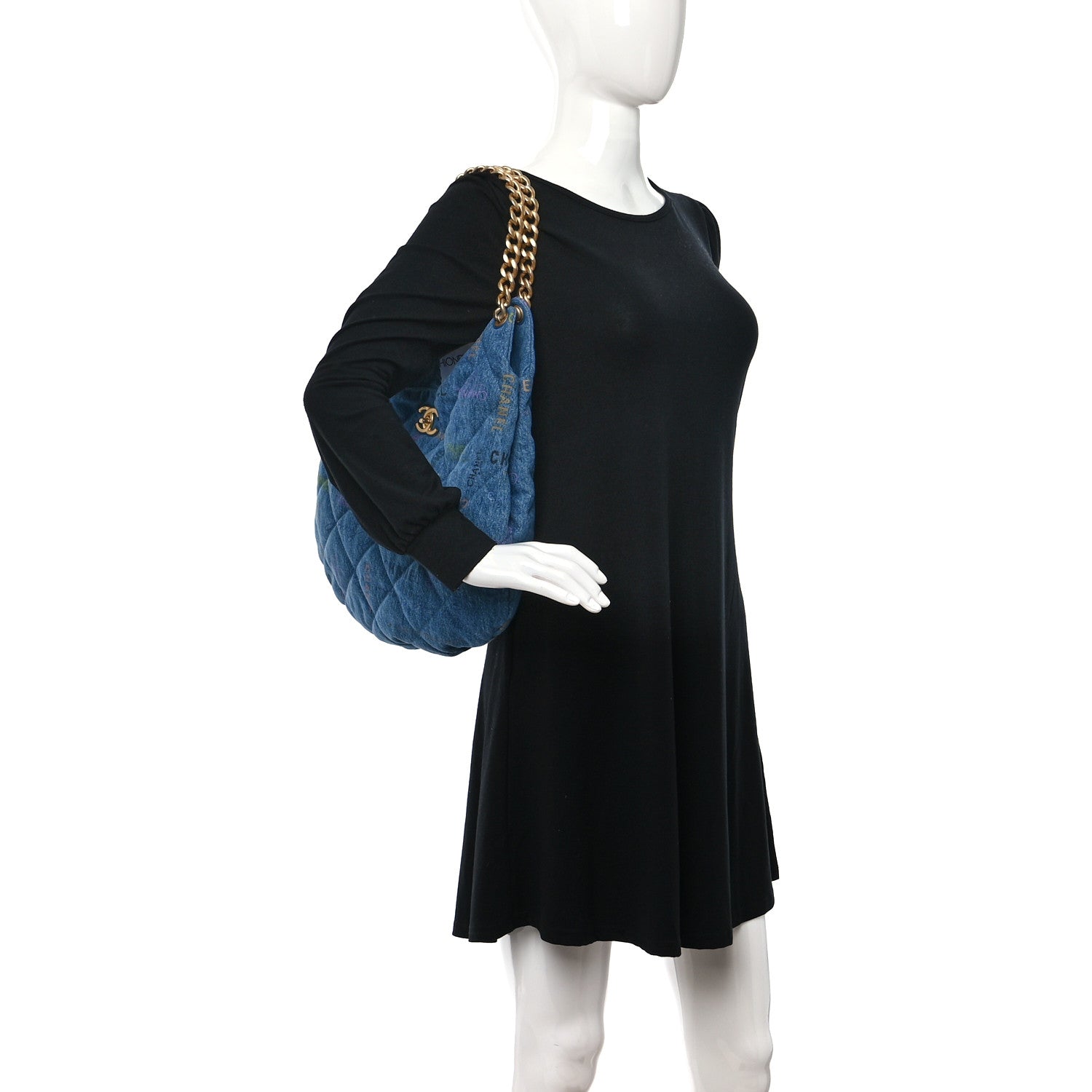 Chanel Denim Quilted Denim Mood Maxi Hobo Blue Multicolor 3 of 8