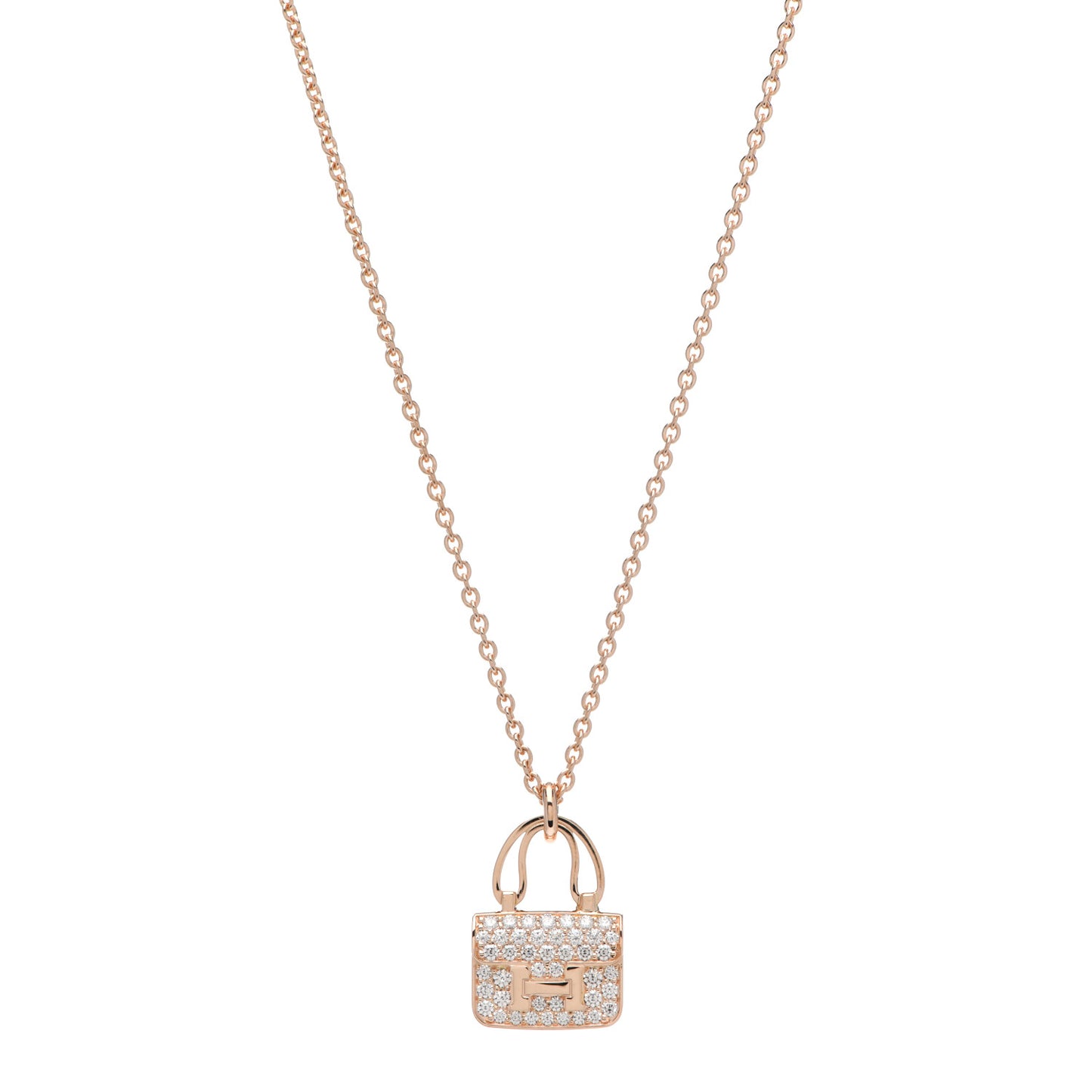 18K Rose Gold Diamond Constance Amulettes Pendant Necklace