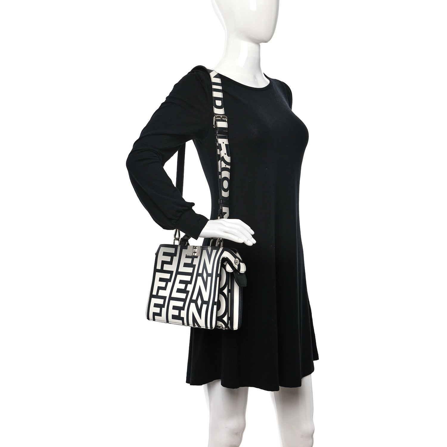Fendi X MARC JACOBS Nappa Mini Peekaboo I SEE U Satchel Black White 3 of 11