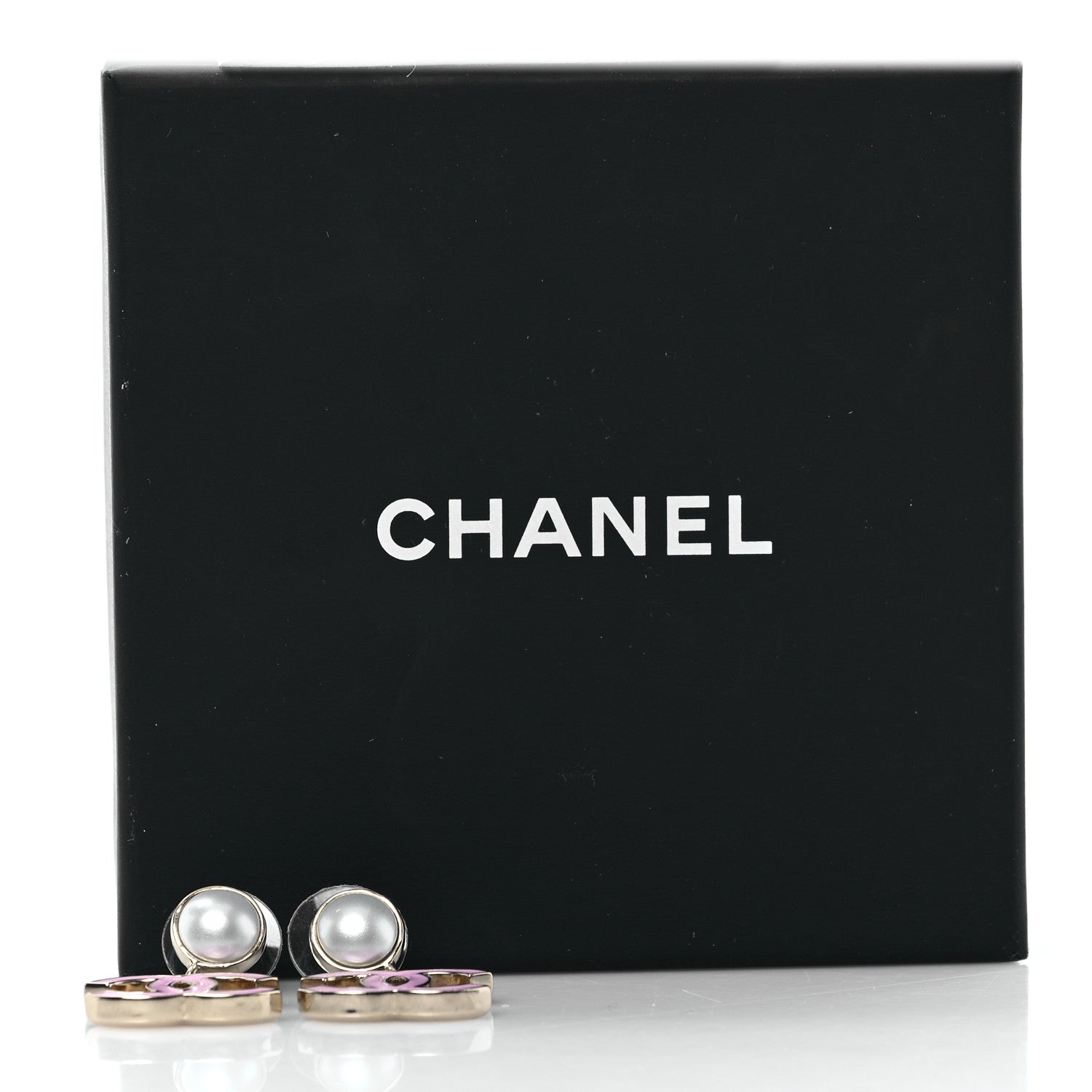 Chanel Pearl Enamel CC Drop Earrings Pink 5 of 5