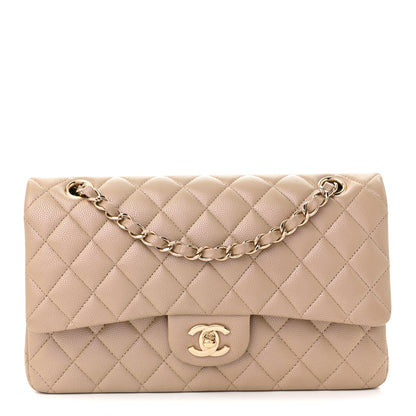 Chanel Iridescent Caviar Quilted Medium Double Flap Dark Beige 1 of 10