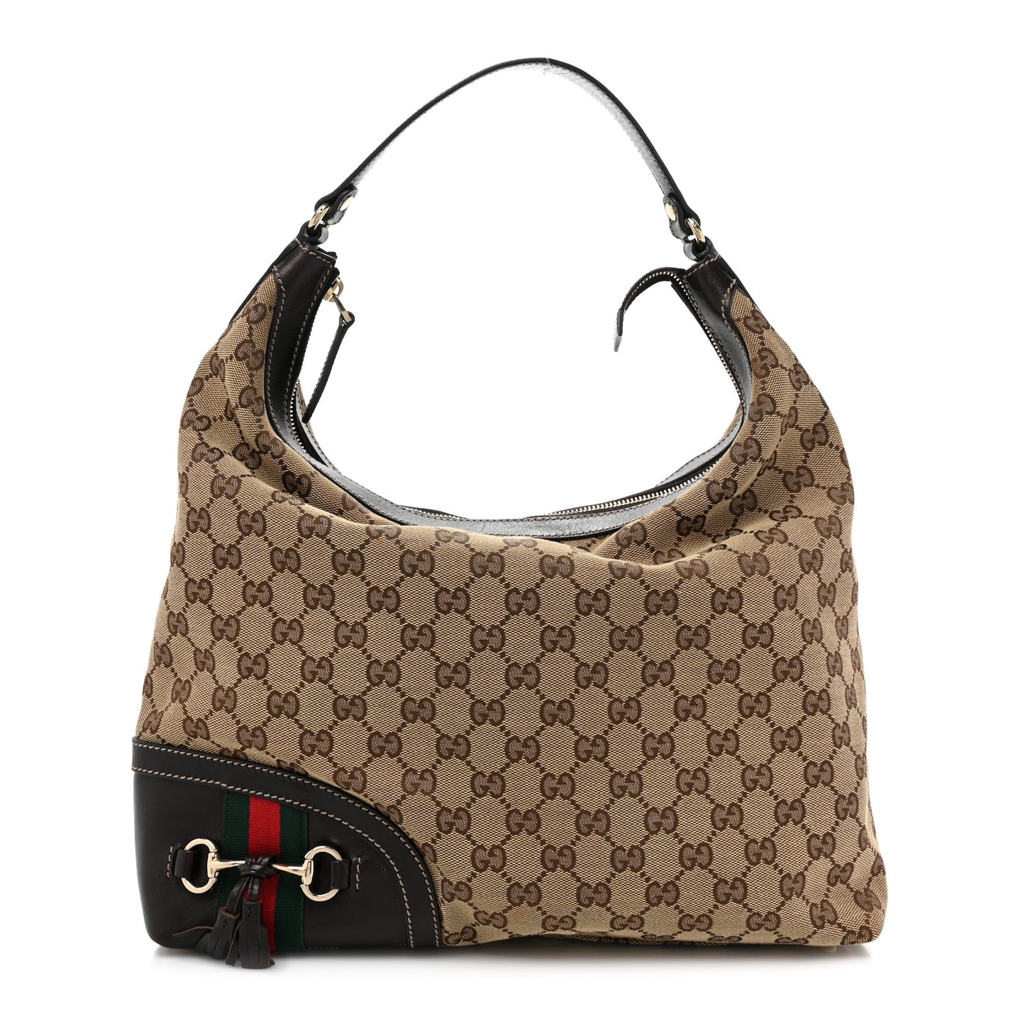 Monogram Medium Horsebit Tassel Shoulder Bag Dark Beige
