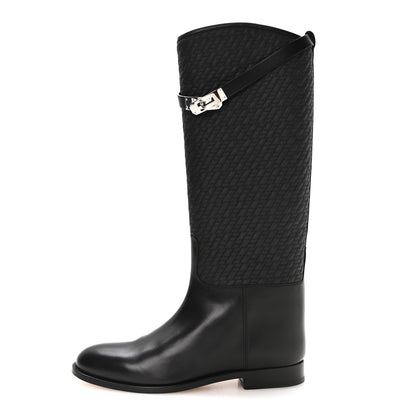 Hermes Toile Matelasse Box Kelly Jumping Boots 40 Black 1 of 10