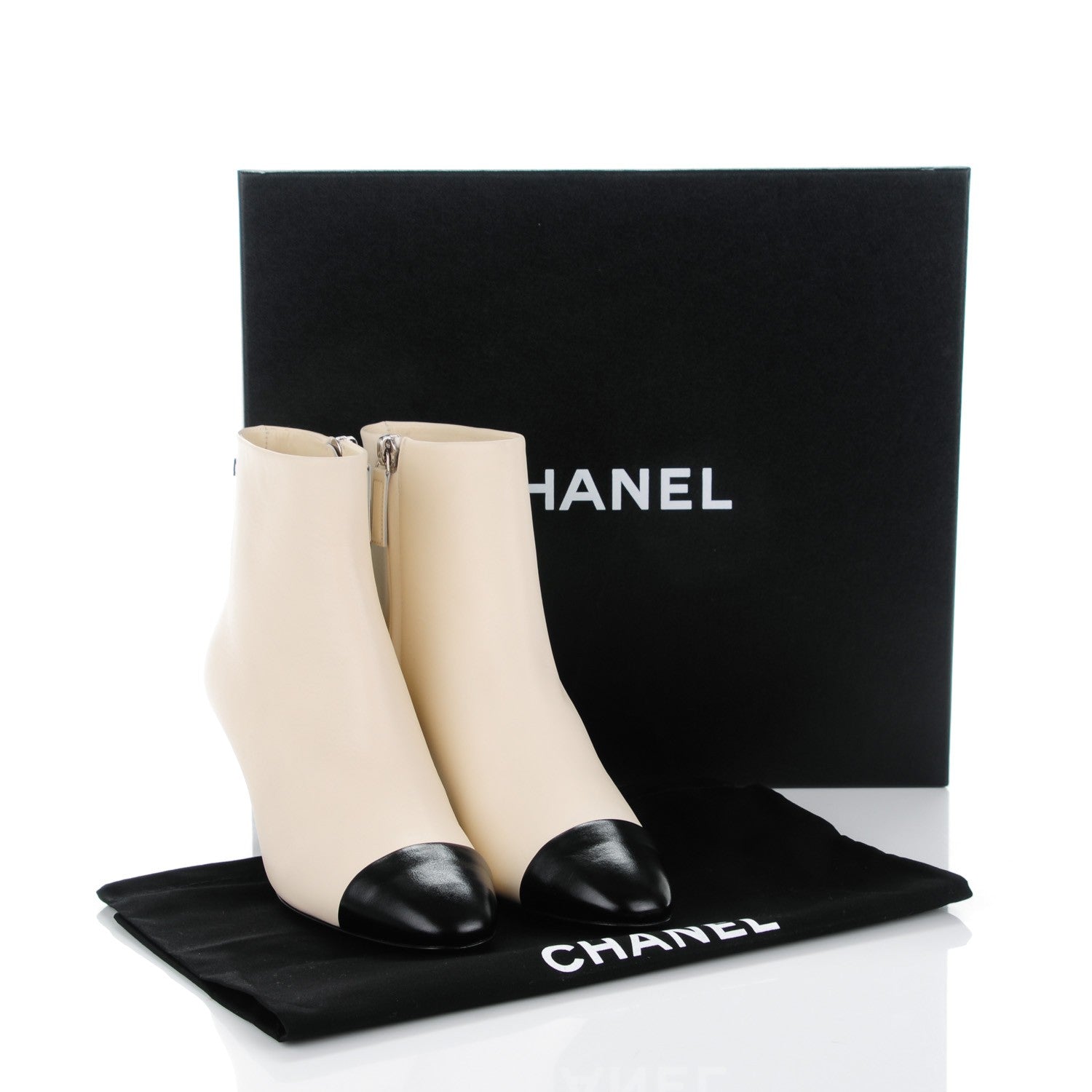 Chanel Calfskin Cap Toe Short Boots 36 White Black 9 of 9