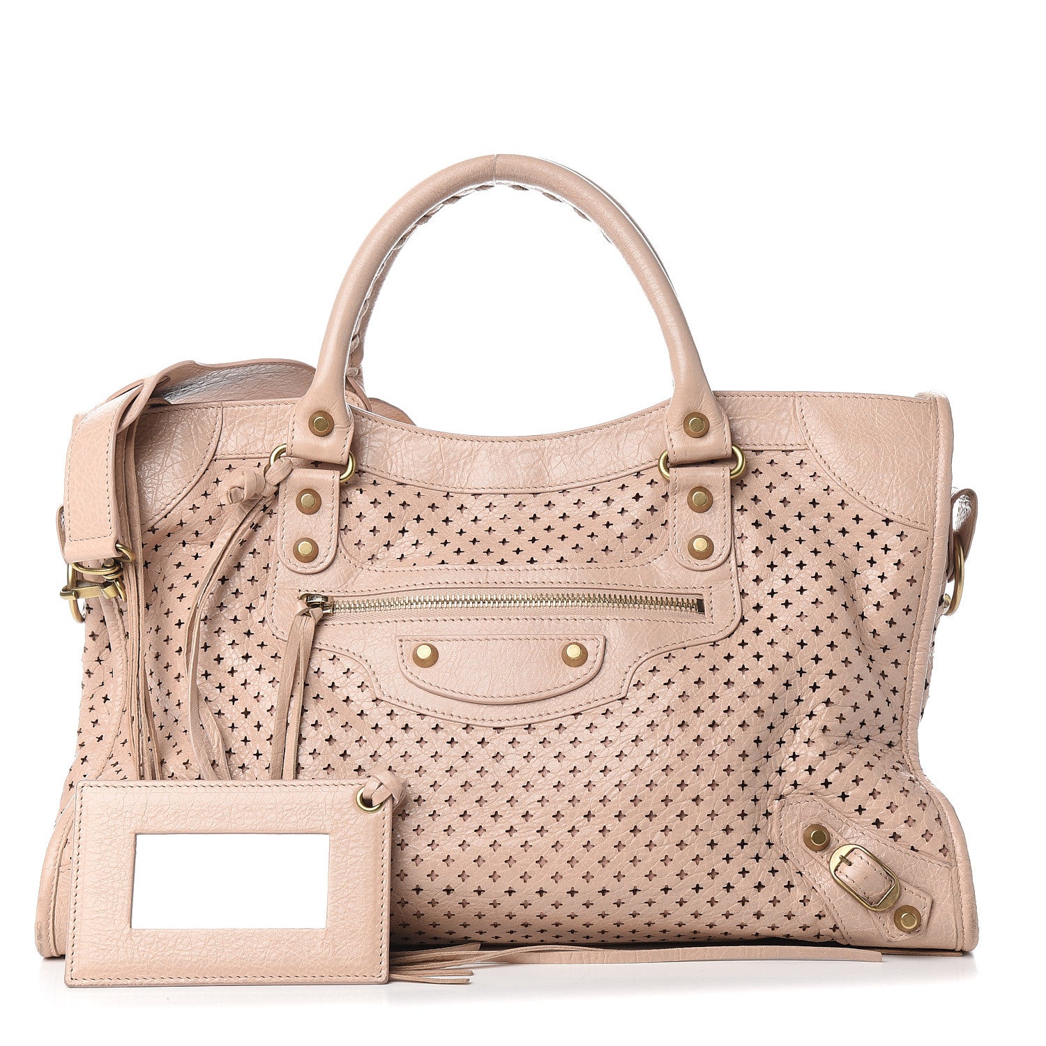 Balenciaga Agneau Laser Cut Cross Classic Gold Hardware City Rose Peach 1 of 12