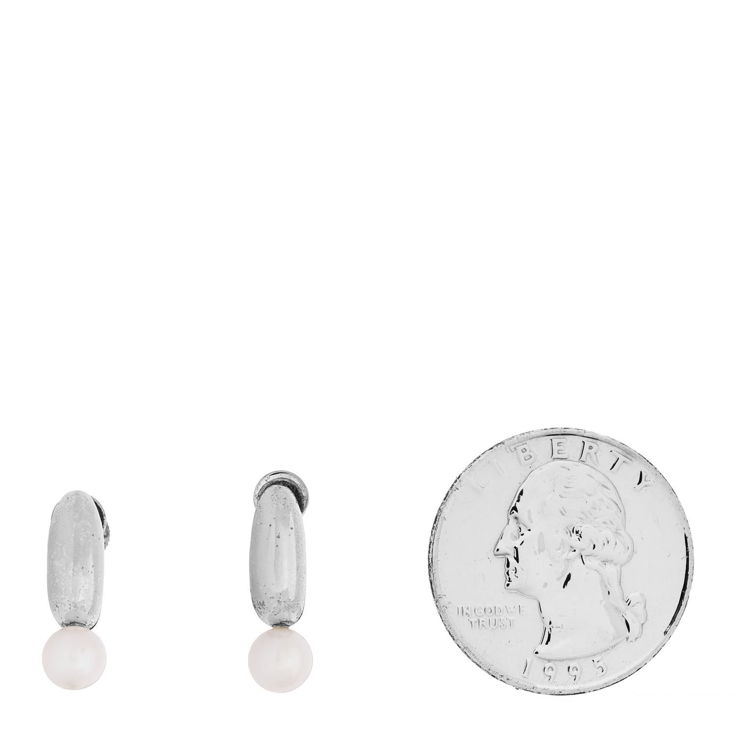 Sterling Silver Akoya Pearl Screw Back Earrings