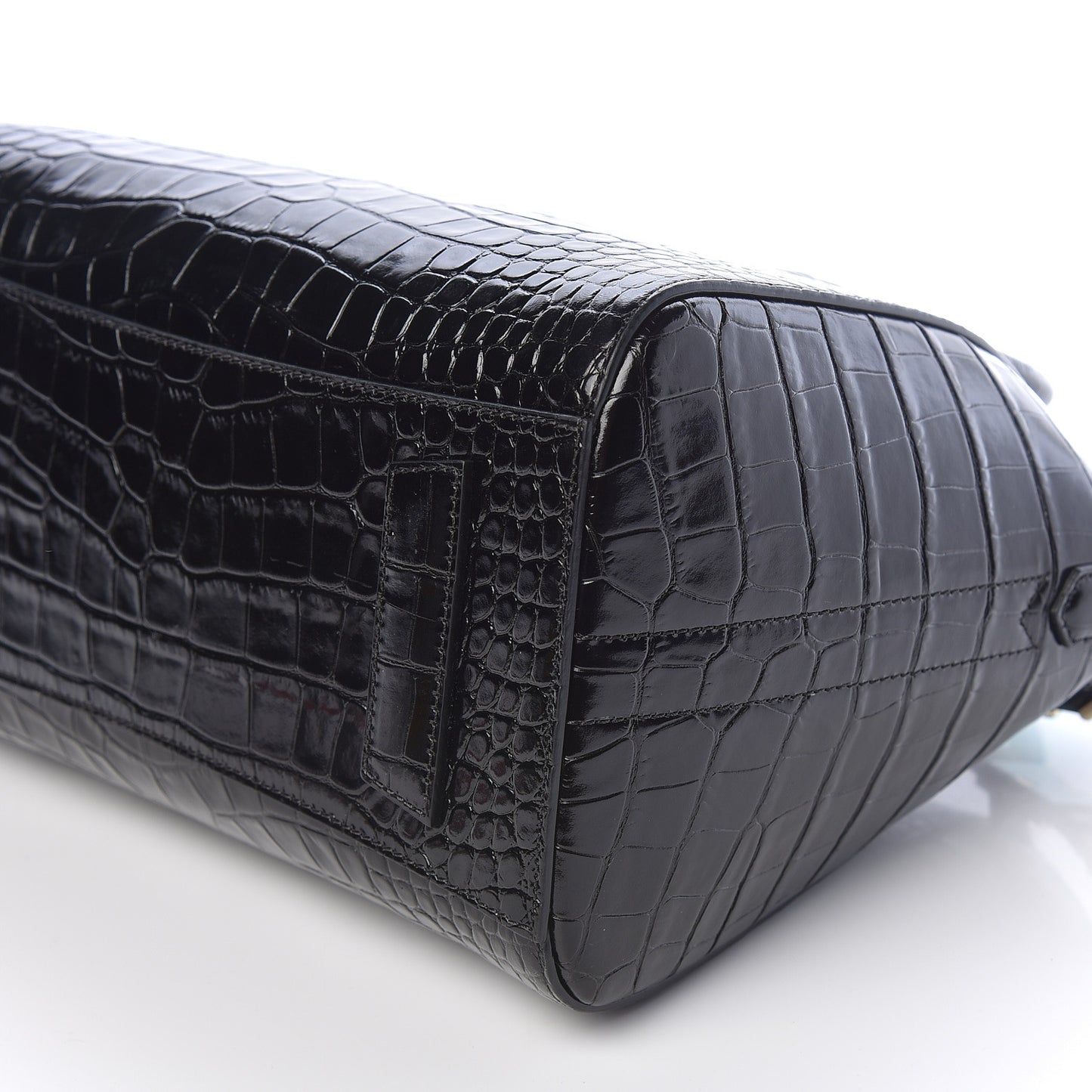 Calfskin Crocodile Embossed Small Antigona Black
