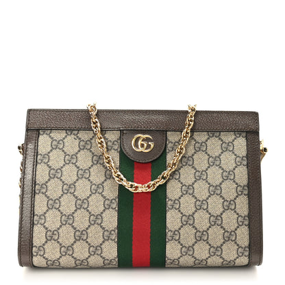 Gucci GG Supreme Monogram Web Small Ophidia Chain Shoulder Bag Brown 1 of 10