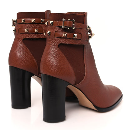 Valentino Garavani Grainy Calfskin Rockstud Chelsea 90mm Ankle Boots 39.5 Bright Cognac 5 of 10